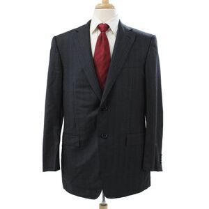 Ermenegildo Zegna Mens Gray Striped Wool Blazer Size 52